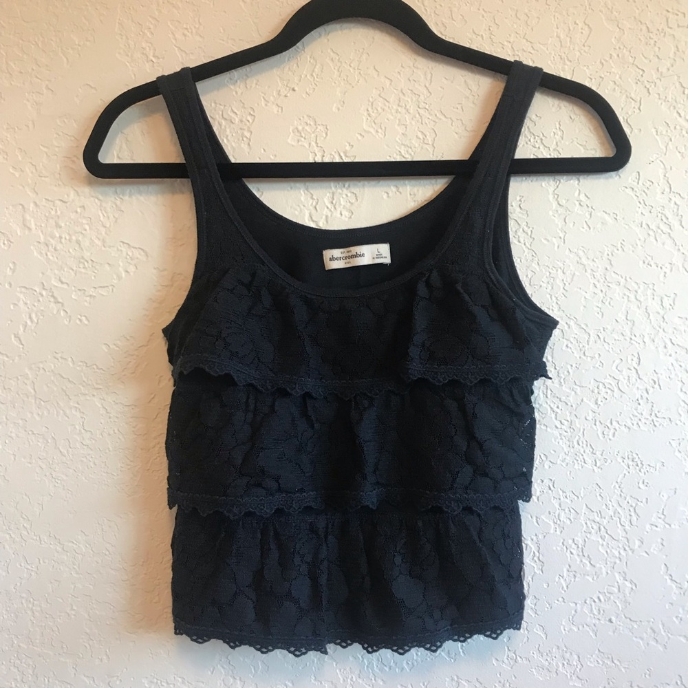 Abercrombie mixed media layered crop tank